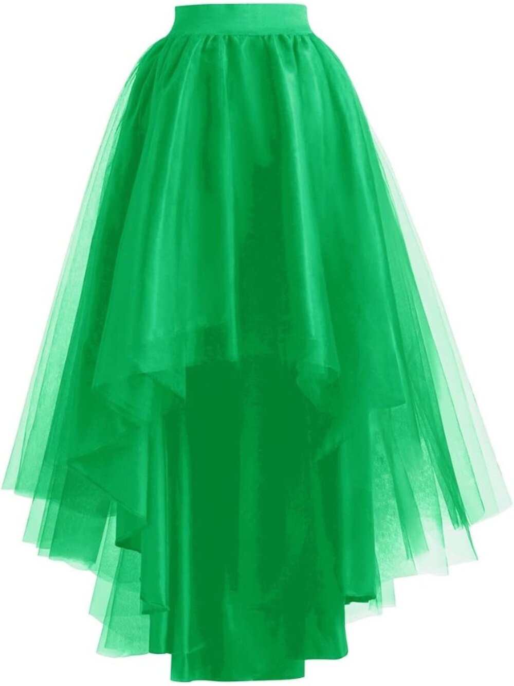 Women's Green High Low Tulle Lace Up Prom Cocktail Imported Mesh Long Skirt